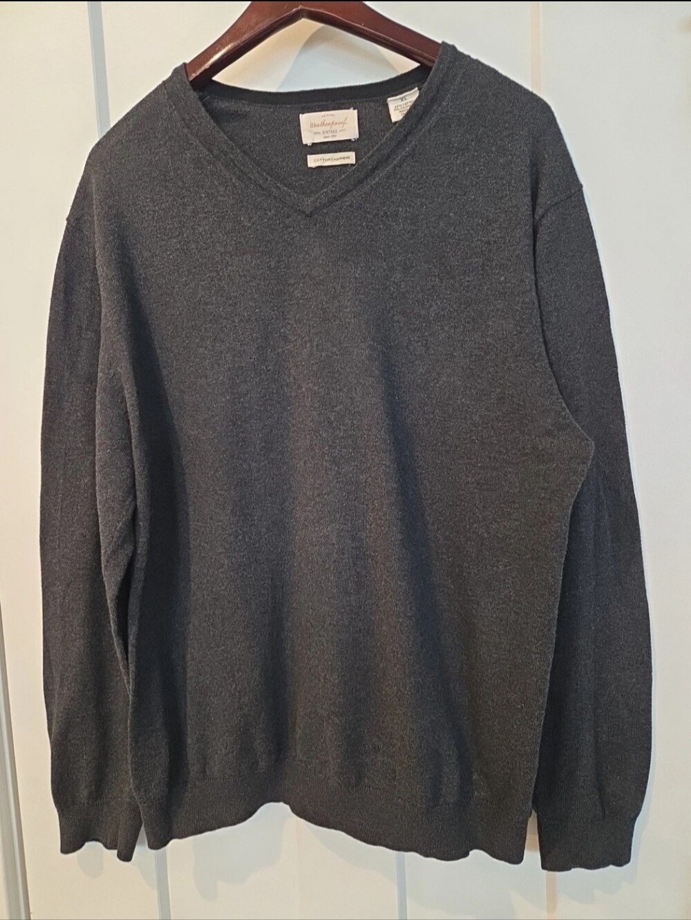 Original Weatherproof Cashmere/Cotton Vintage Men XL Sweater Gray Speckled Neck